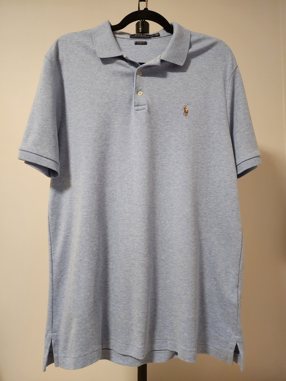 Polo Ralph Lauren Classic Fit Light Blue Heather Polo Shirt Size M